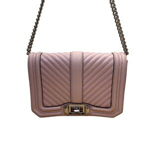 Rebecca Minkoff Women’s Pink Chevron Quilted Leather Turn Lock Crossbody Bag